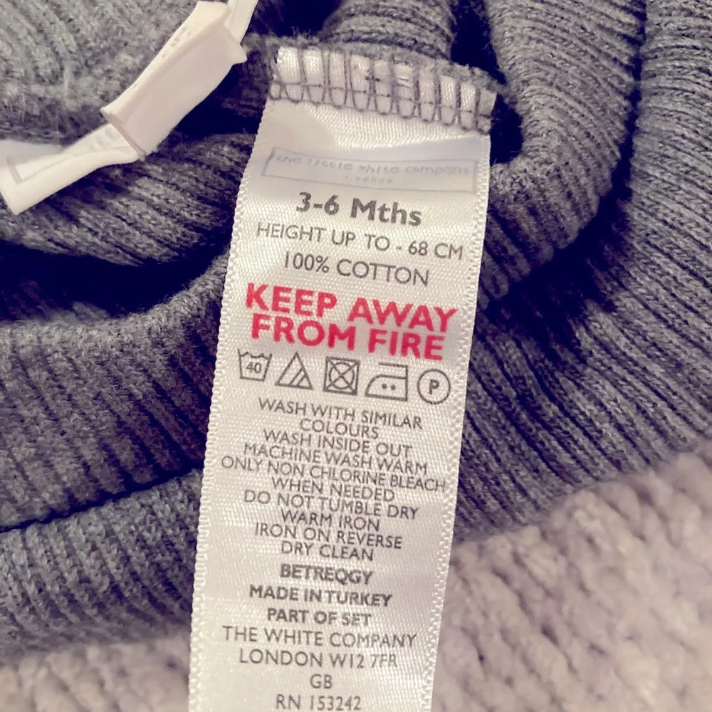 The Little White Company Baby Ribbed Cotton Knit Pants‎ Gray 3-6 Months
